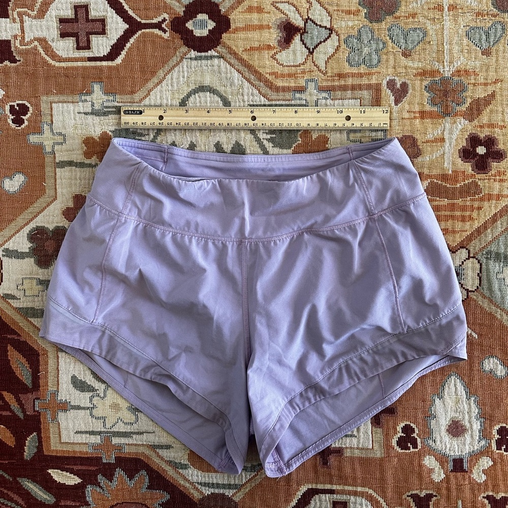 Lululemon light purple shorts with 3 inch inseam, size 4